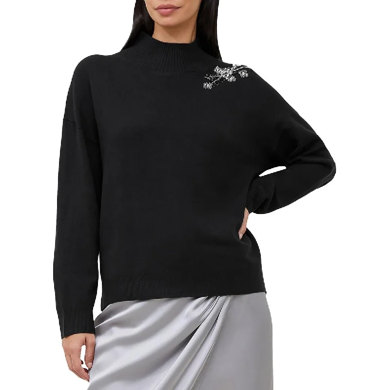 French Connection Womens Knit Ribbed Mock Turtleneck Sweater