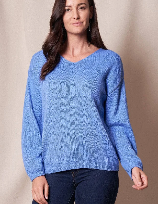 Julia All Cotton V-Neck Sweater