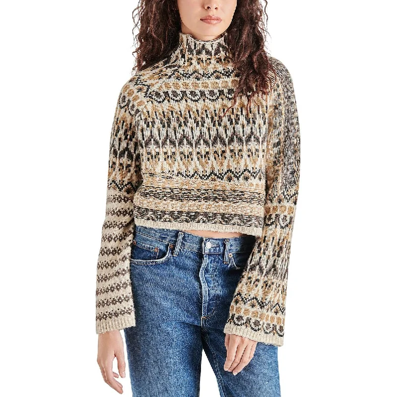 Steve Madden Womens Indie Wool Blend Fair Isle Mock Turtleneck Sweater