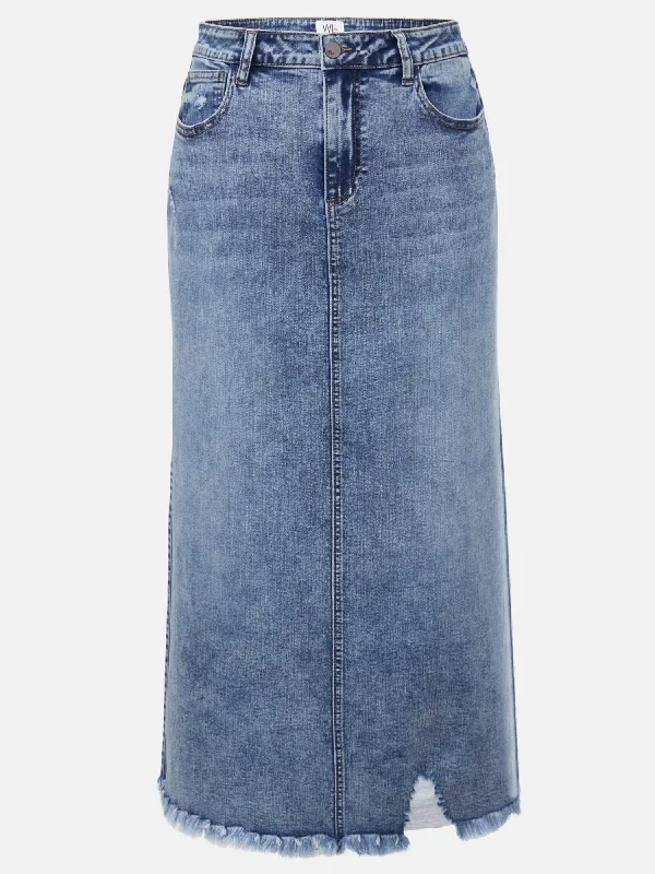 *Demolition Denim Maxi Skirt