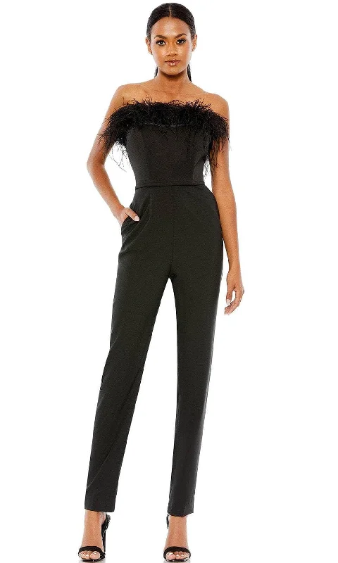 Ieena Duggal 68146 - Feathered Strapless Formal Jumpsuit