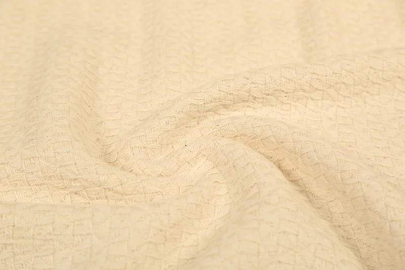 Natural Cream Abstract Textured Cotton Fabric