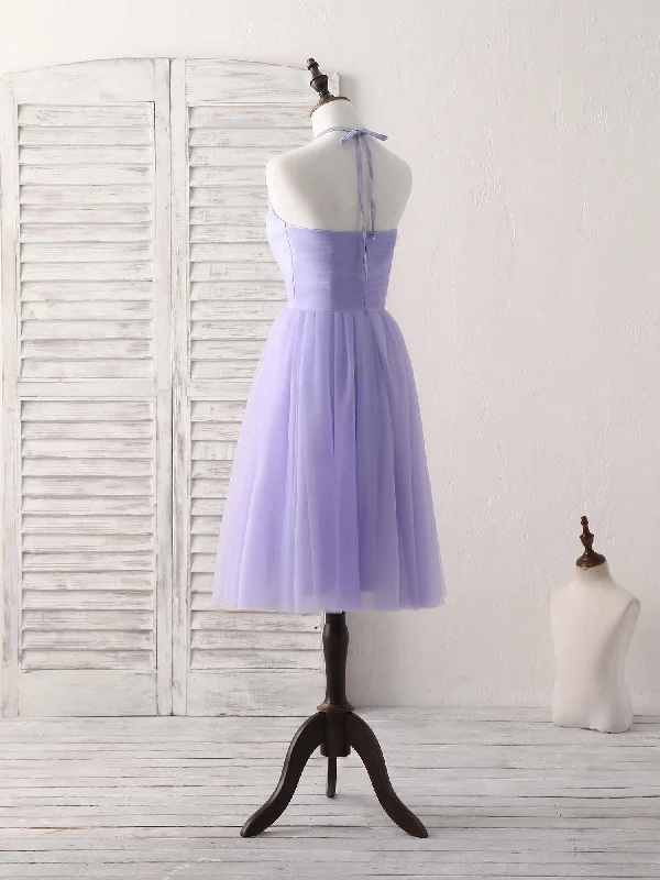 Purple Tulle Short Prom Dress, Simple Purple Homecoming Dress