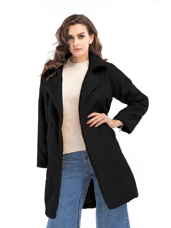 JIM & NORA Women Autumn Winter Warm Polar Fleece Jacket Overcoat Casual Female Zipper Coat Solid Soft Long Coats Outdoor Wear