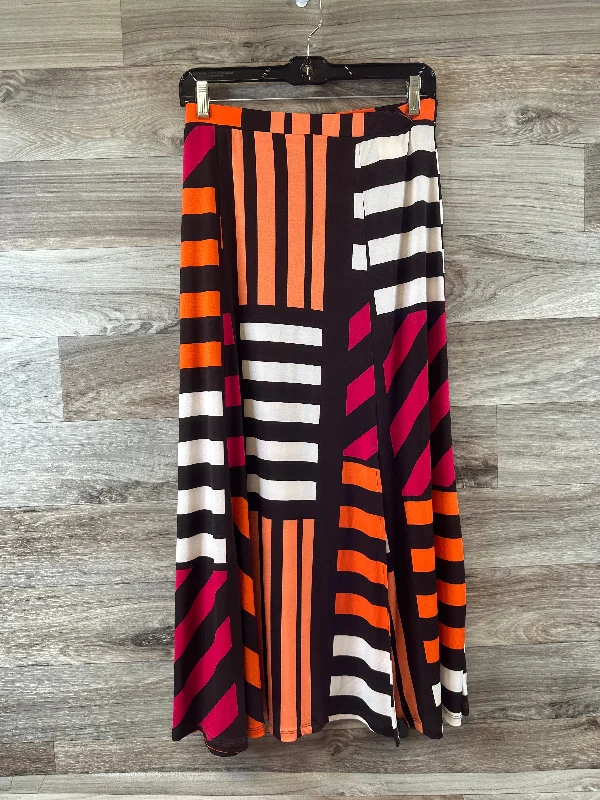 Skirt Midi By Susan Graver In Orange & White, Size: 10